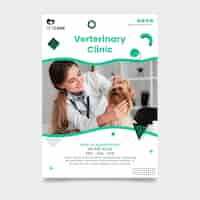 Vector gratuito plantilla de volante de clínica veterinaria