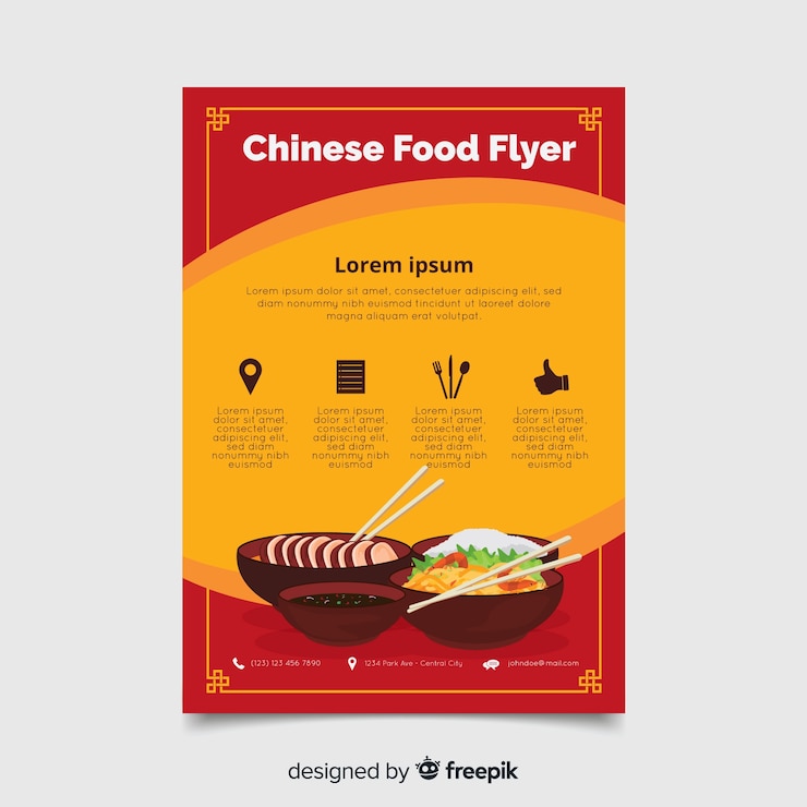 Vector gratuito plantilla de volante de comida china