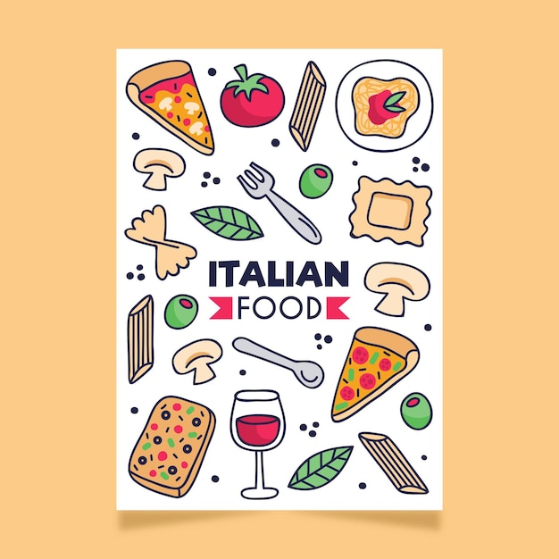 Vector gratuito plantilla de volante de comida italiana