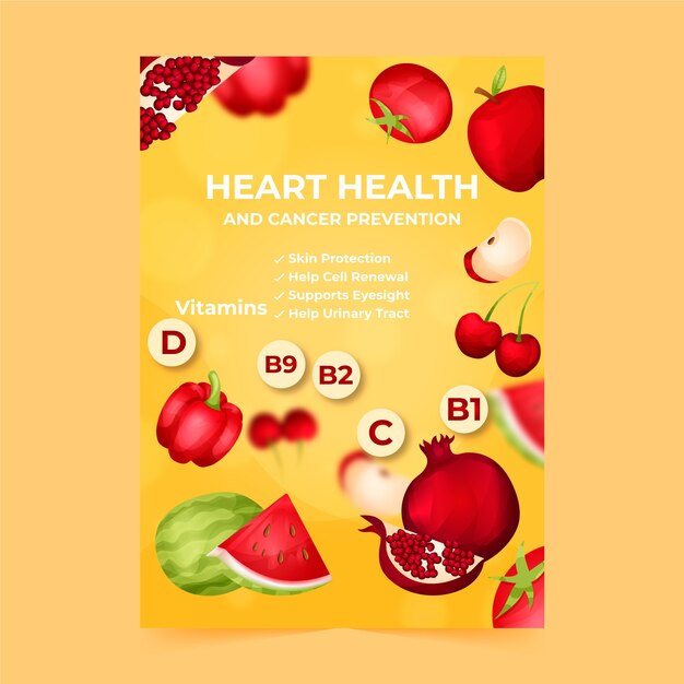 Plantilla de volante con comida saludable ilustrada