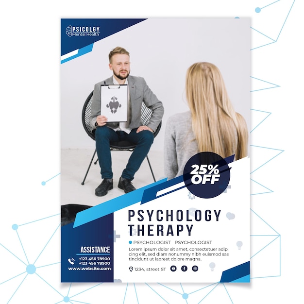Plantilla de volante de consulta de psicología de salud mental