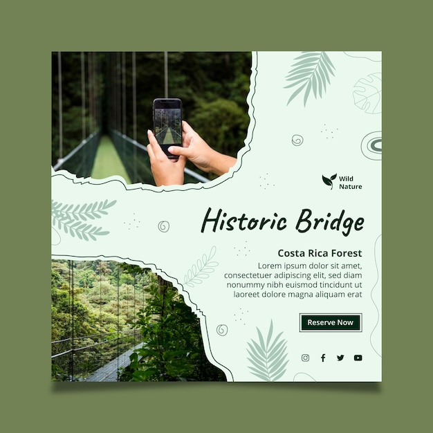 Plantilla de volante cuadrado de puente histórico