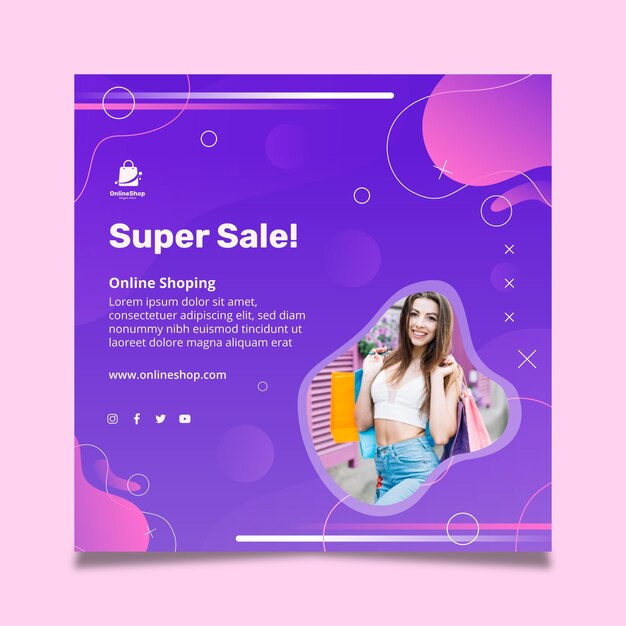 Plantilla de volante cuadrado de super venta