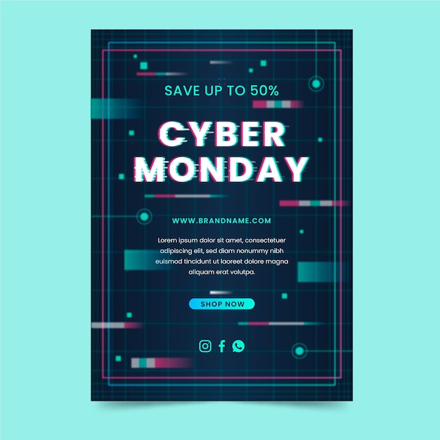 Vector gratuito plantilla de volante de cyber monday de diseño plano