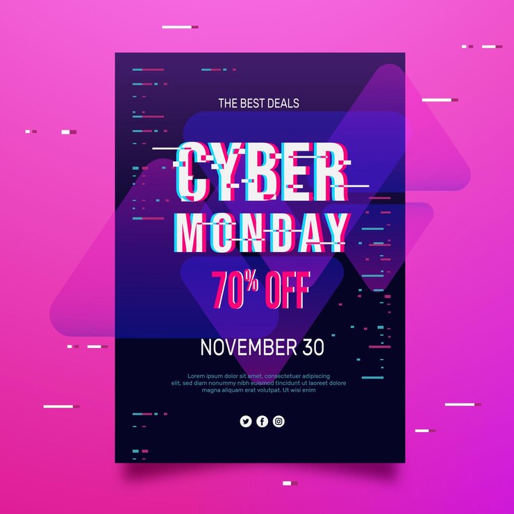 Vector gratuito plantilla de volante de cyber monday de diseño plano