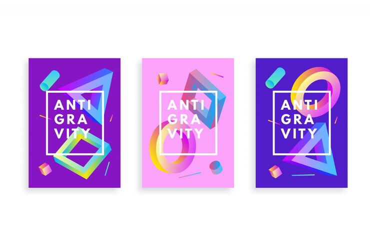 Vector gratuito plantilla de volante degradado con conjunto de formas geométricas