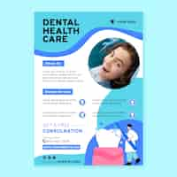 Vector gratuito plantilla de volante dental de diseño plano dibujado a mano