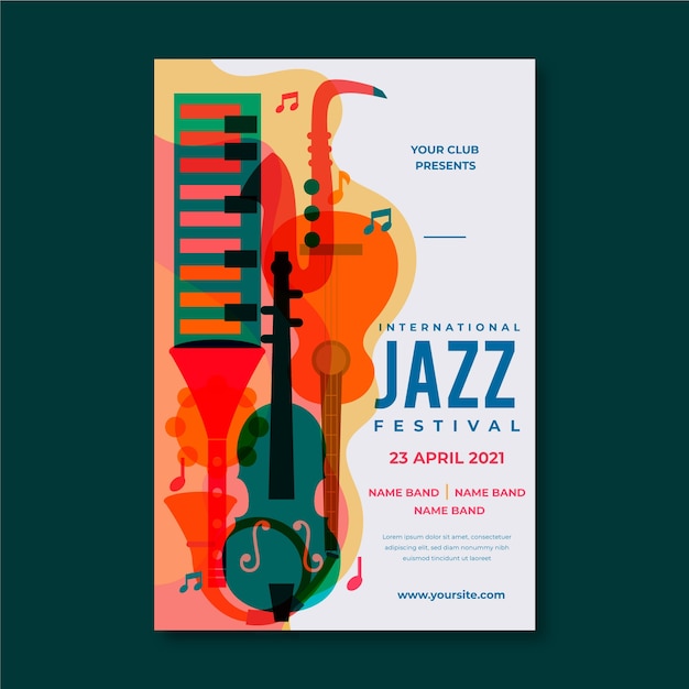 Vector gratuito plantilla de volante del día internacional del jazz