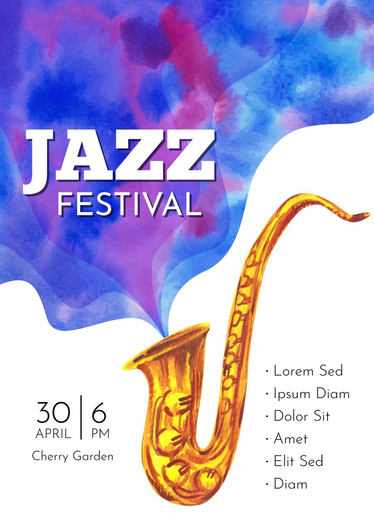 Vector gratuito plantilla de volante del día internacional del jazz