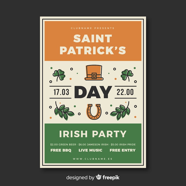 Vector gratuito plantilla de volante del día de san patricio