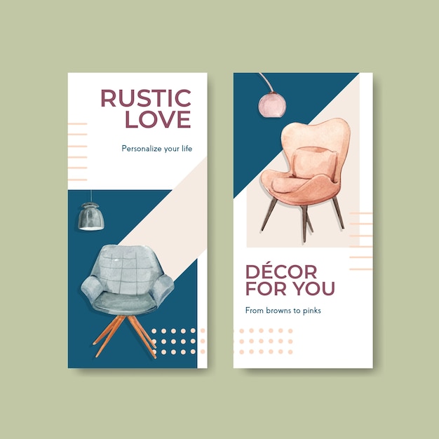 Vector gratuito plantilla de volante con diseño de concepto de decoración de terracota para folleto y marketing ilustración vectorial de acuarela