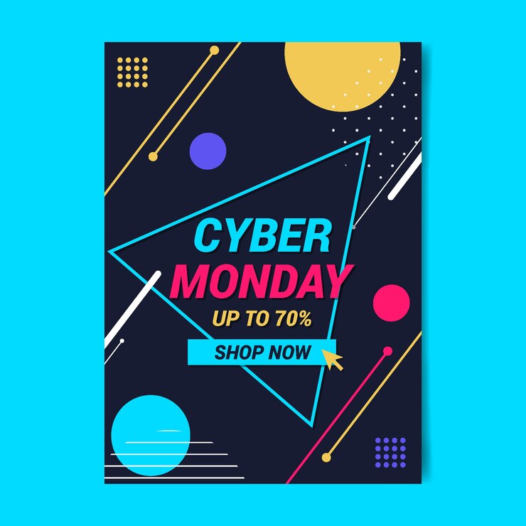 Vector gratuito plantilla de volante de diseño plano ciber lunes
