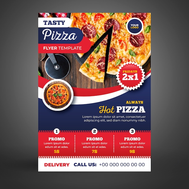 Plantilla de volante de entrega de pizza con imagen