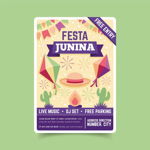 Vector gratuito plantilla de volante de evento de festa junina