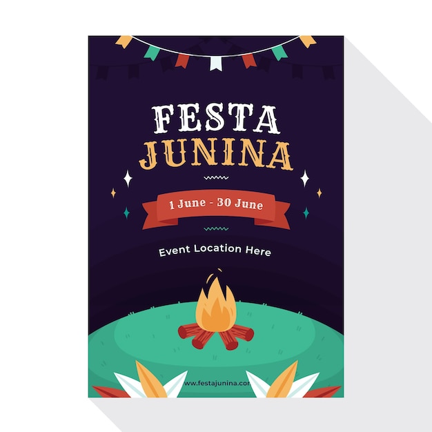 Plantilla de volante festa junina en diseño plano