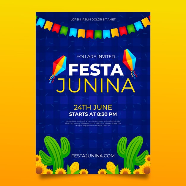 Plantilla de volante de festas juninas degradado