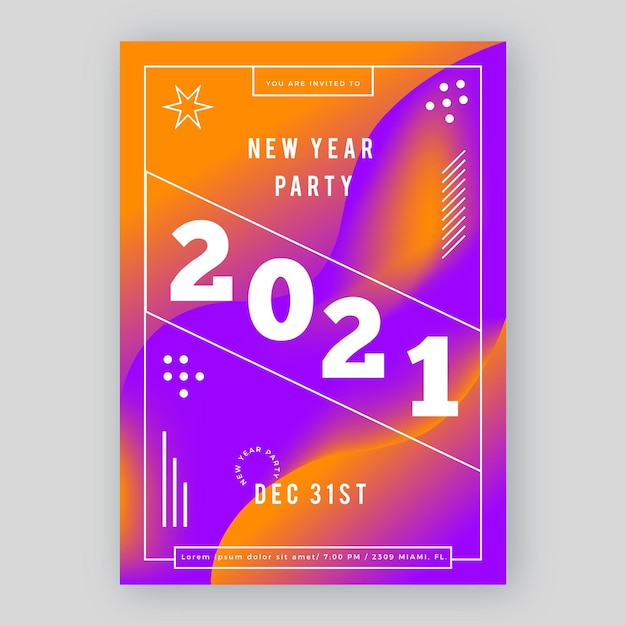 Vector gratuito plantilla de volante de fiesta abstracto año nuevo 2021