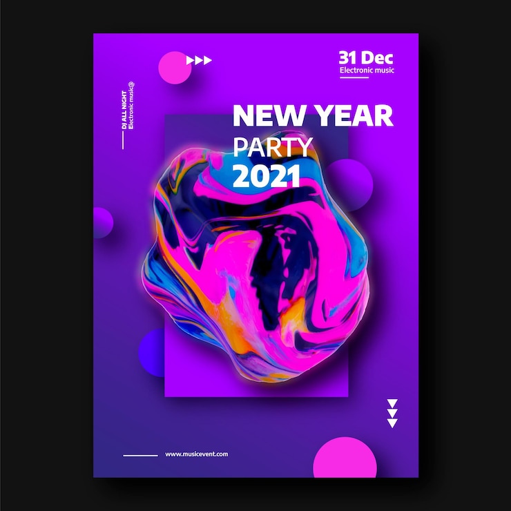 Vector gratuito plantilla de volante de fiesta abstracto año nuevo 2021