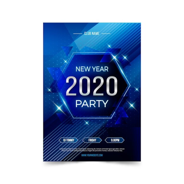 Plantilla de volante de fiesta de año nuevo 2020 en diseño plano