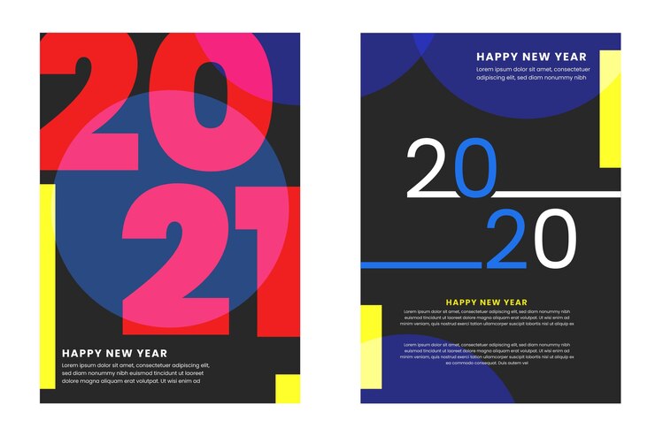 Vector gratuito plantilla de volante de fiesta de año nuevo 2021 tipográfico abstracto