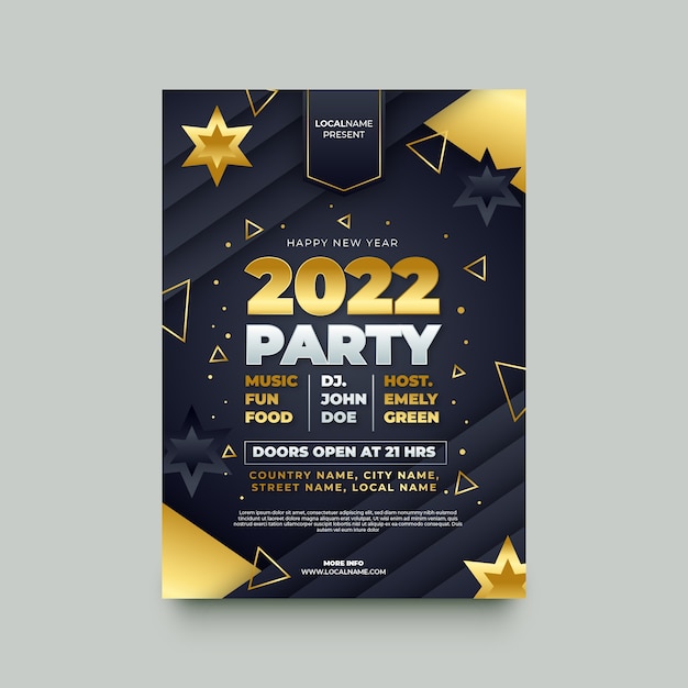 Plantilla de volante de fiesta de año nuevo degradado