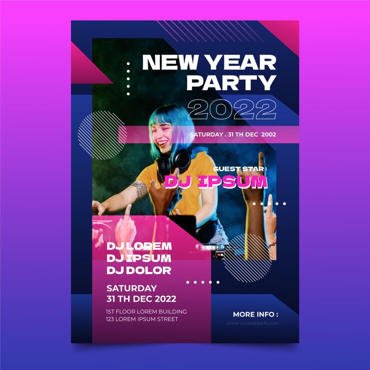 Vector gratuito plantilla de volante de fiesta de año nuevo degradado