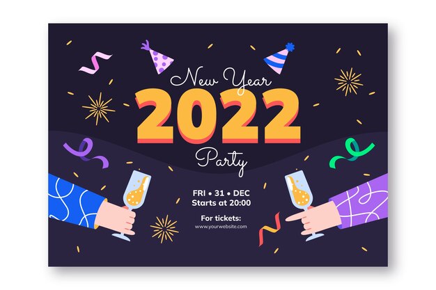 Plantilla de volante de fiesta de año nuevo plano