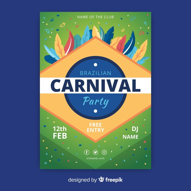Plantilla de volante de fiesta de carnaval brasileño