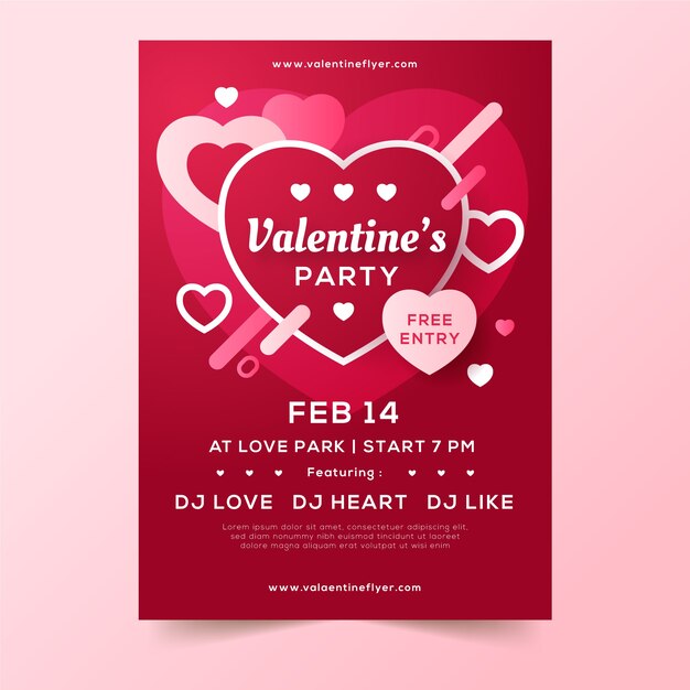 Plantilla de volante de fiesta del día de san valentín