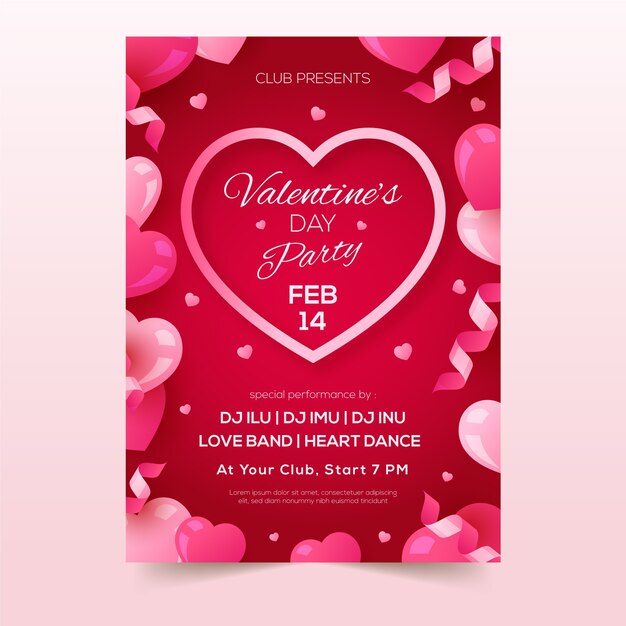 Plantilla de volante de fiesta del día de san valentín