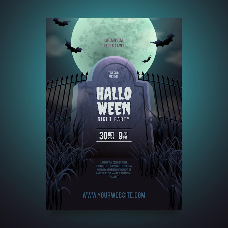 Vector gratuito plantilla de volante de fiesta de halloween vertical realista