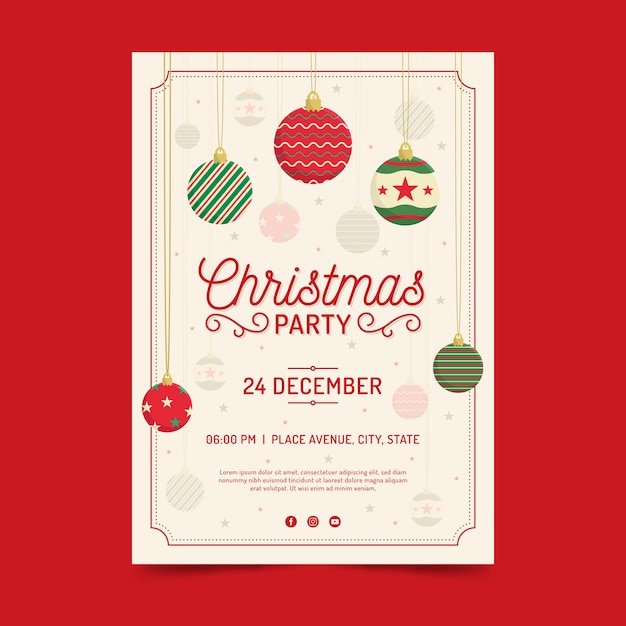 Plantilla de volante de fiesta de navidad plana