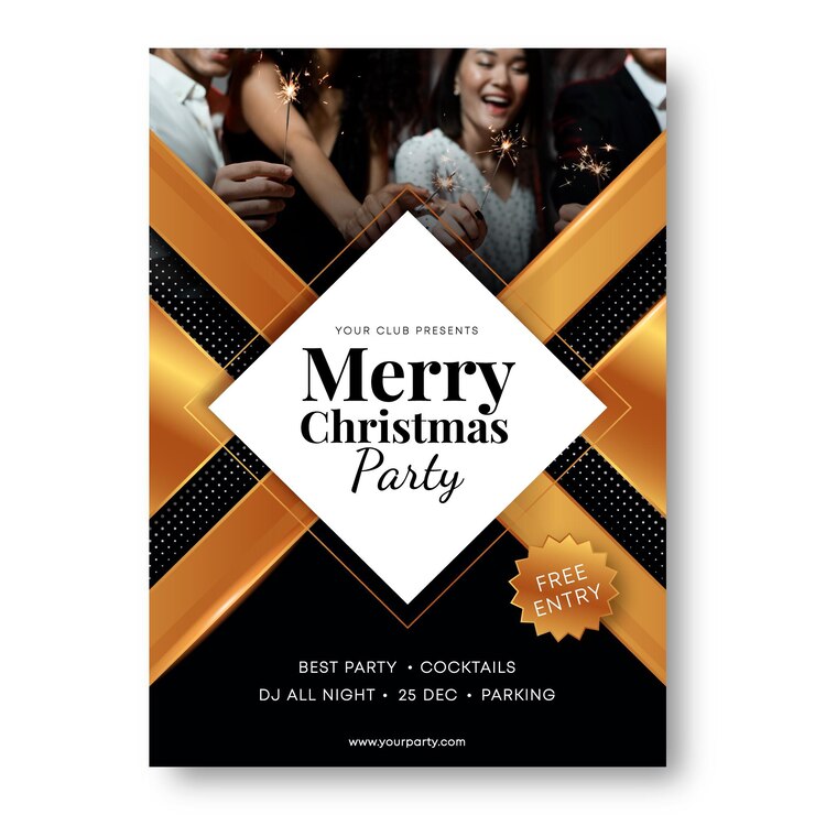 Vector gratuito plantilla de volante de fiesta de navidad