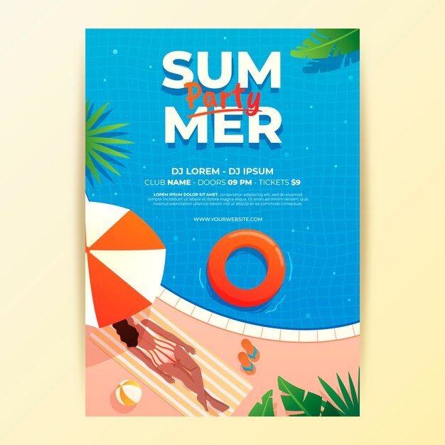 Plantilla de volante de fiesta de verano degradado