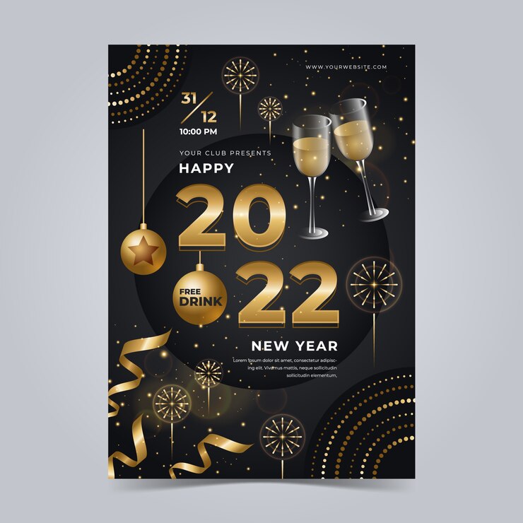 Vector gratuito plantilla de volante de fiesta vertical de año nuevo degradado