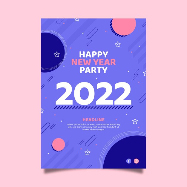 Plantilla de volante de fiesta vertical de año nuevo plano