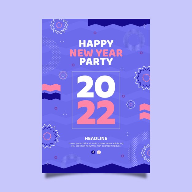 Plantilla de volante de fiesta vertical de año nuevo plano