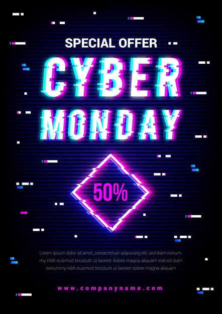 Plantilla de volante glitch cyber monday