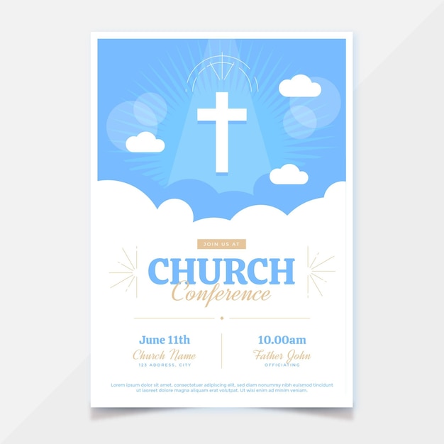 Plantilla de volante de iglesia de diseño plano