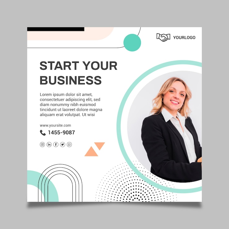 Vector gratuito plantilla de volante de mujer de negocios
