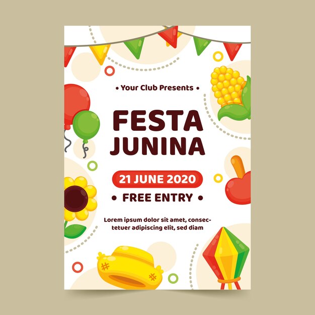 Plantilla de volante plano festa junina