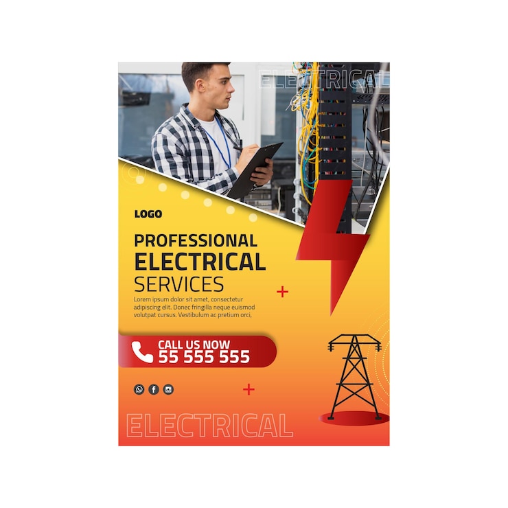 Vector gratuito plantilla de volante publicitario de electricista