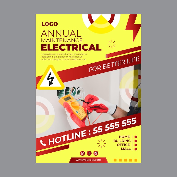 Vector gratuito plantilla de volante publicitario de electricista