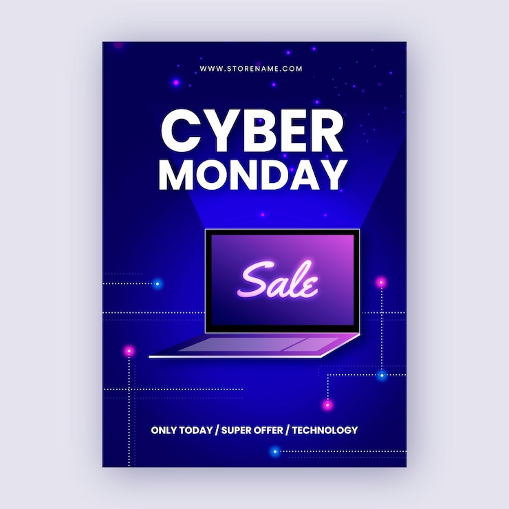 Vector gratuito plantilla de volante realista de cyber monday