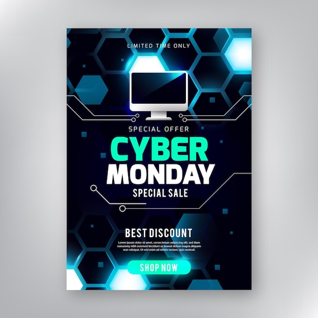 Plantilla de volante realista de cyber monday