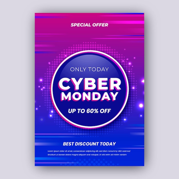 Vector gratuito plantilla de volante realista de cyber monday