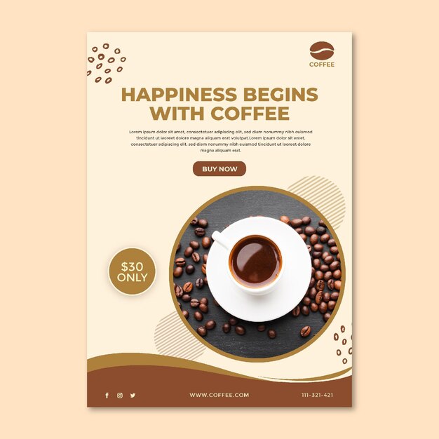 Plantilla de volante de taza de café y frijoles