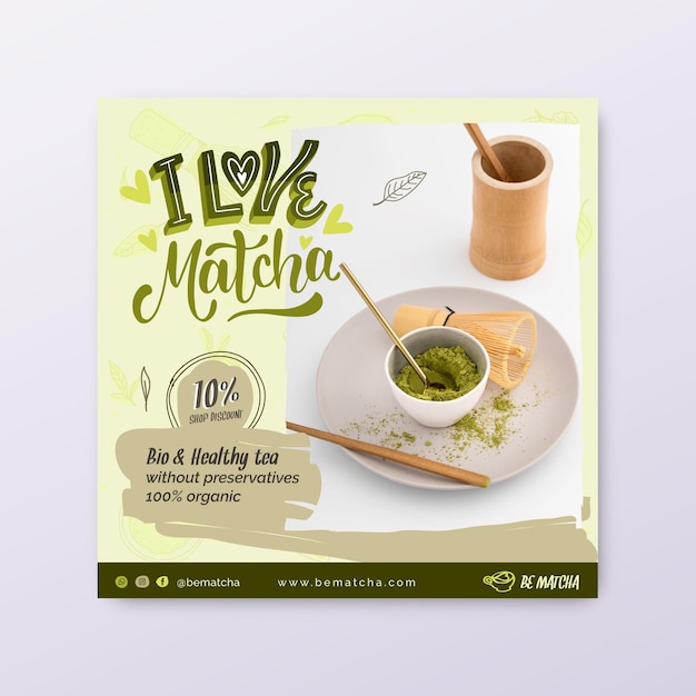 Vector gratuito plantilla de volante de té matcha