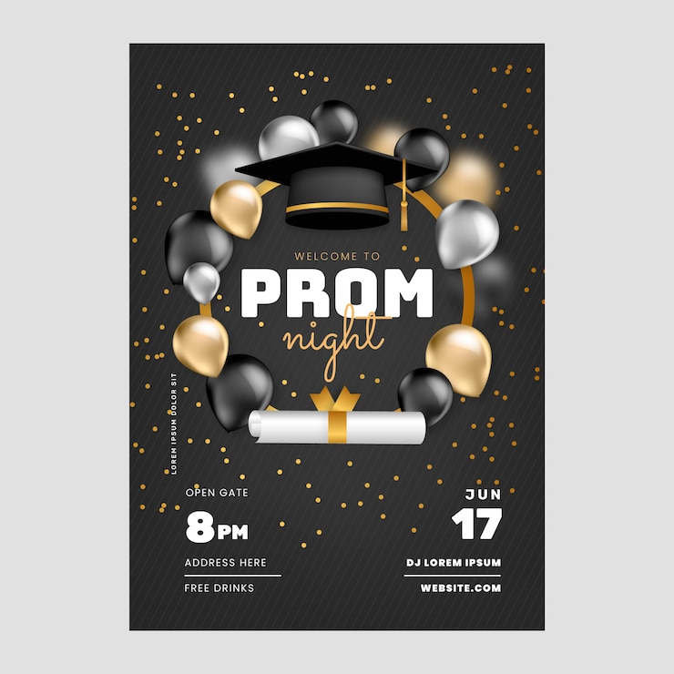 Vector gratuito plantilla de volante vertical de baile de graduación