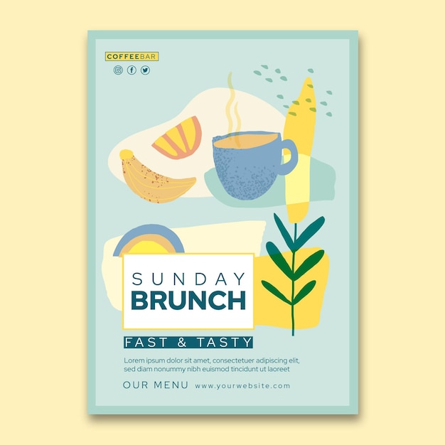 Vector gratuito plantilla de volante vertical de brunch